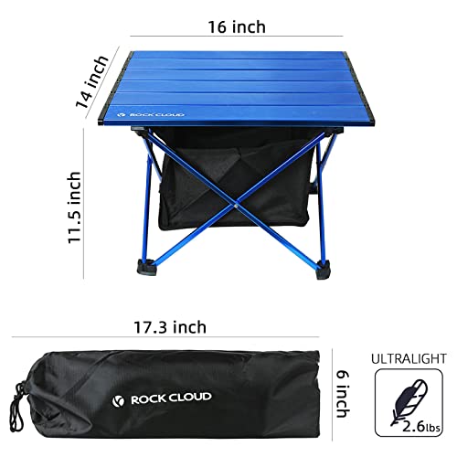 ROCK CLOUD Portable Camping Table Ultralight Aluminum Camp Table with Storage Bag Folding Beach Table for Camping Hiking Backpacking Outdoor Picnic - color: Blue, With Storage Bag, size: Small