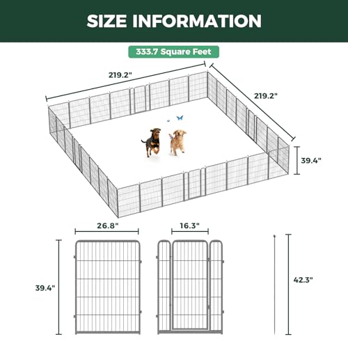 FXW Aster Dog Playpen Designed for Yard, 40inch 32 Panels - size: 40"H & 32 Panels