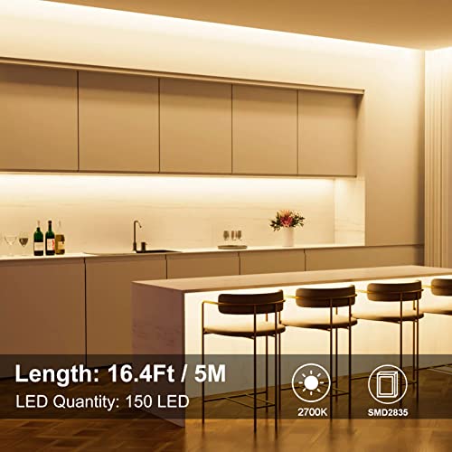echosari Strip Lights Battery Operated, 16.5Ft 150 LED 2835 SMD Closet Strip Lights with Remote for Bedroom, Kitchen, Cabinet Décor (Warm White) - color: Warm White, size: 16.5ft