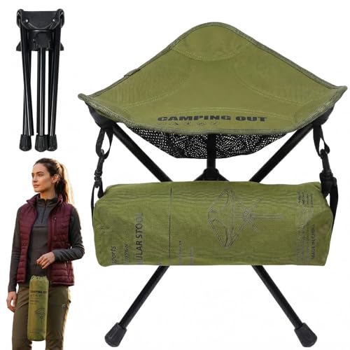 Foldable Backpack Stool,Folding Chair with Storage Pouch,Pocket Chair Can be rotated 360° ,Pocket Chairs for Adults 264 lbs,Ultralight,for Camping, Fishing, Hiking, Travel, Picnic (2026 new model)