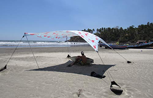 Neso Portable Beach Tent Sun Shelter - Lightweight Beach Shade Canopy - Easy Setup for Family Outings - Patented Reinforced Corners - UPF 50+ Sun Protection - color: Flamingos