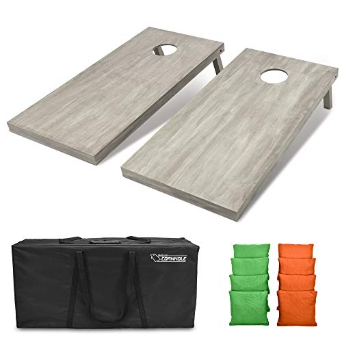 GoSports 4 ft x 2 ft Regulation Size Wooden Cornhole Boards Set - Includes Carrying Case and Bean Bags (Choose Your Colors) Over 100 Color Combinations - color: Bright Green & Orange