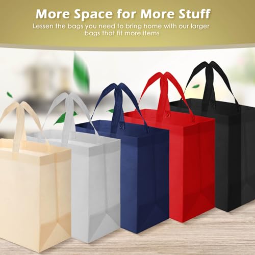 Reginary 100 PCS Reusable Totes Bags - Non Woven Grocery Handle Bags for Shop Events & Retail Store(Multicolor) - color: Multicolor