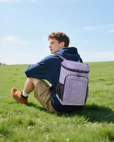 BAGLHER Lightweight Insulated Cooler Backpack - 30 Cans, Leak-Proof for Lunch, Picnic, Hiking, Camping Trips - color: purple-plus