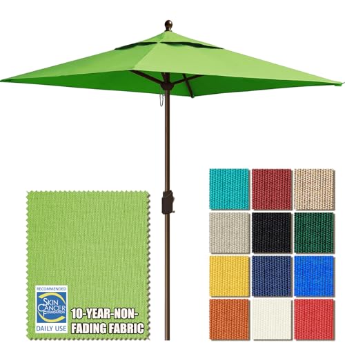EliteShade USA 10-Year-Non-Fading 6x6Ft Square Market Patio Umbrella, UPF 50+ UV Protection Performance Sun Umbrella, Heavy Duty Commercial Grade Outdoor Table Umbrella with Crank, Windproof Vented Top for Garden, Pool, Deck and Outdoor Playsets, Macaw Gr