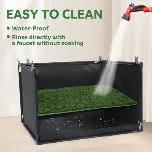 MABOZOO Dog Pee Pad Holder with Artificial Grass, 25 * 21 * 15.7 in Foldable Indoor Dog Potty Tray with Hemmed Edge, No Spill Pee Pad Holder Tray Puppy Litter Box for Dogs - size: Medium