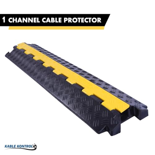 Kable Kontrol Atlas Heavy Duty Cable Protector Ramp - 1 Channel Bulk Wholesale Pallet - 10 Pcs - 39" Long Black & Yellow - 24,000 Lbs Capacity - Rubber Speed Bump Wire Protector Cord Cover - CP9896 - size: 1 Channel - 10 Units