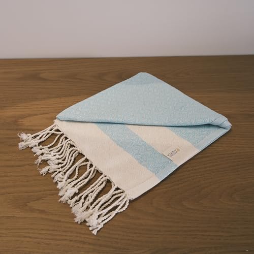 mysticalanatolia Turkish Beach Towel Oversized Cotton Sand Free Quick Dry Lightweight Peshtemal Large Travel Yoga Picnic Blanket Absorbent Compact 39x79 Turquoise - color: Turquoise