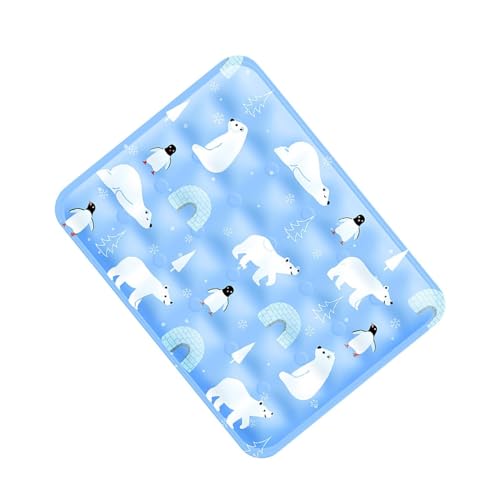 Dog Cooling Pad - Gel Cooling Pet Pad | Pressure Activated Chill Crate Mat | 60x50cm Polar Blue + Ice Bear Design | Waterproof Polyester & Polymer Gel | for Travel Car Seat & Sofa - color: B