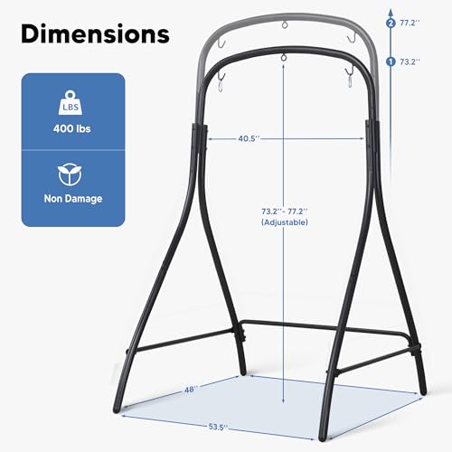 SUNCREAT Hammock Chair Stand, Heavy-Duty Steel Hammock Stand, 400 lbs Capacity, Adjustable Height, Dual-use Swing Stand for Outdoor Indoor, Hammock Chair not Included, Black - color: Black