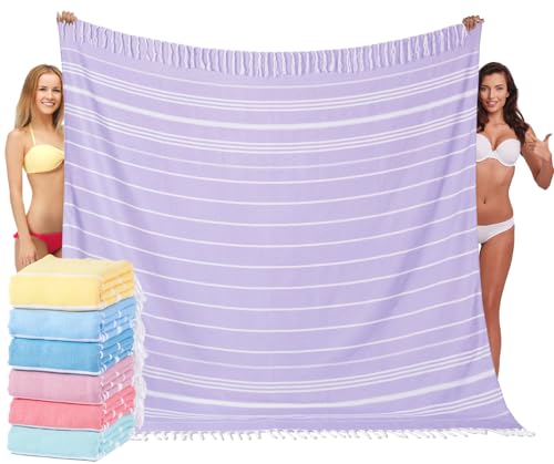 Widdonen Giant Turkish Beach Towel Blanket 85x75 Cotton XXL Extra Large Oversided Bath Pool Blankets XL Huge Bed Sand Free Throw Towels Picnic Outdoor Big Quilt Necessities Cloud Gifts for Adult - color: Purple, size: XXL(85×75 in,215×190 cm)
