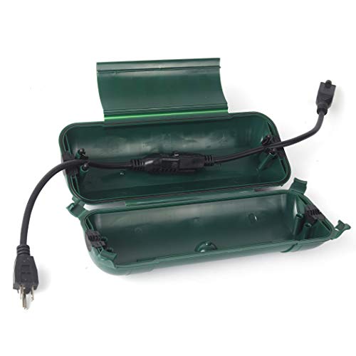 (4-Pack) X-Large Green Outdoor Extension Cord Plug Protector | Water-Resistant Holder for Holiday String Lights and Wires | Capsule Shaped Protector with Large Compartment - color: Green, size: X-Large (Standard)