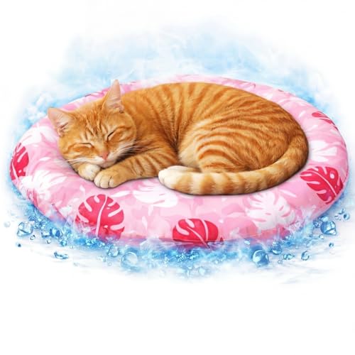 Drydiet Pet Cooling Mat for Cats & Small Dogs, 20'' Self Cooling Pad with Gel, Waterproof & Scratch-Resistant, No Water or Electricity Needed, Summer Cold Bed for Indoor Outdoor Use - color: Pink, size: 20.1'' X 20.1''