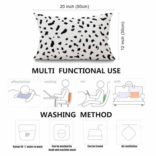 Smooffly Dalmatian Spots Decorative Waist Lumbar Cotton Linen Throw Pillow Covers Cheetah Pillowcase Cushion Home Décor, 12 x 20 Inch - color: Swn07