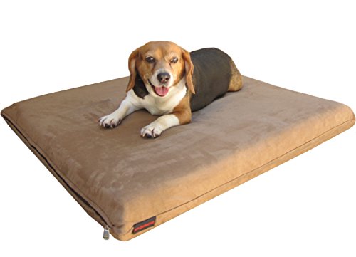 Dogbed4less Gel Cooling Memory Foam Dog Bed for Small to Medium Large Pet with Waterproof Internal Cover, Microsuede Brown External Cover 34X27X3 Inches - color: Microsuede Brown, size: 1 Pack Medium 34"X27"X3"