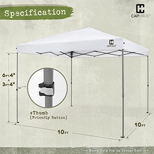 Fencer Wire 10ft x 10ft Pop Up Canopy Tent, Heavy-Duty Commercial Grade with Patented One-Push Central Locking, Portable and Instant Folding Shelter with Wheeled Carry Bag and Weight Bags, White - color: White, style: 10x10