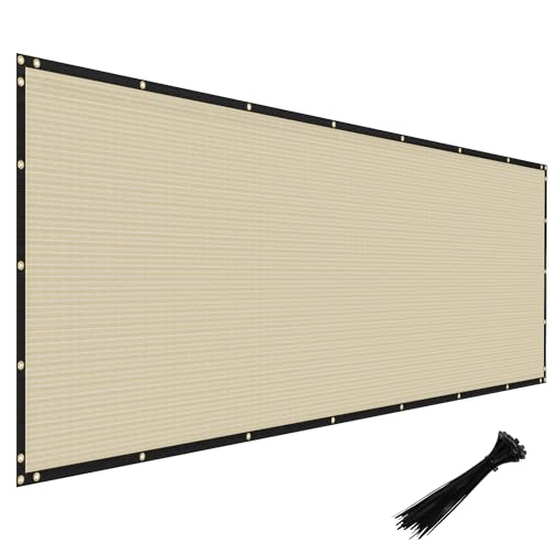 Windscreen4less Privacy Fence Screen Heavy Duty Windscreen Fencing Mesh Fabric Shade Net Cover with Brass Grommtes for Outdoor Wall Garden Yard Pool Deck, 6'x2' Beige - color: Beige, size: 6' x 2'