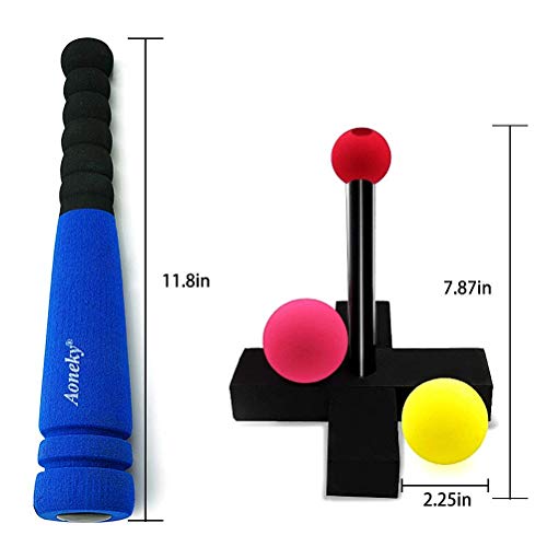 Aoneky Foam Tball Set for Toddlers 1-3 Years - First Baseball Toy with Soft Foam Bat & Balls, Stable Tee & Carry Bag, Indoor Outdoor Gift for Kids (Blue) - color: Blue