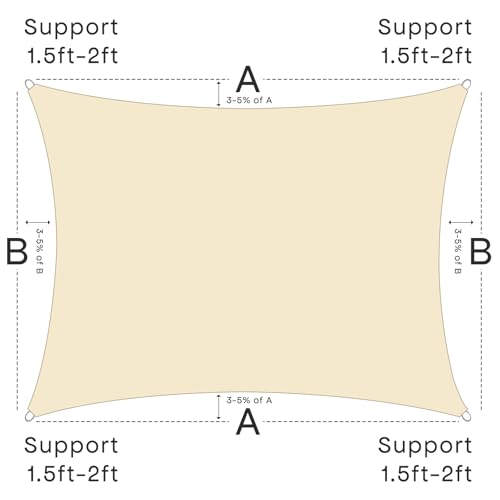 Sun Shade Sail Canopy, 16' x 20' Rectangle 95% UV Block Shade Cover for Outdoor, Backyard Patio, Lawn, Garden, Sandbox Carpor Sand - color: Sand, size: 16' x 20'