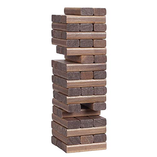 WE Games Wooden Block Stacking Party Game for Adults, Tumble Tower Wedding Guest Book Alternative, Tabletop Games, Includes Storage Case, 12 inches - color: Walnut Stained Wood