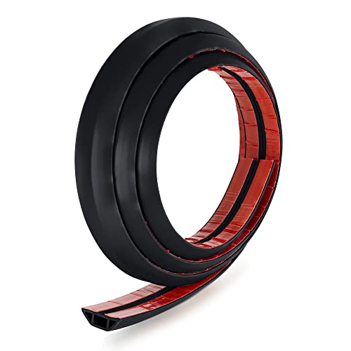Rubber Bond Cord Cover Floor Cable Protector - Strong Self Adhesive Floor Cord Covers for Wires - Low Profile Extension Cord Covers for Floor & Wall - color: Black - One Thick Cord, size: 4 Feet