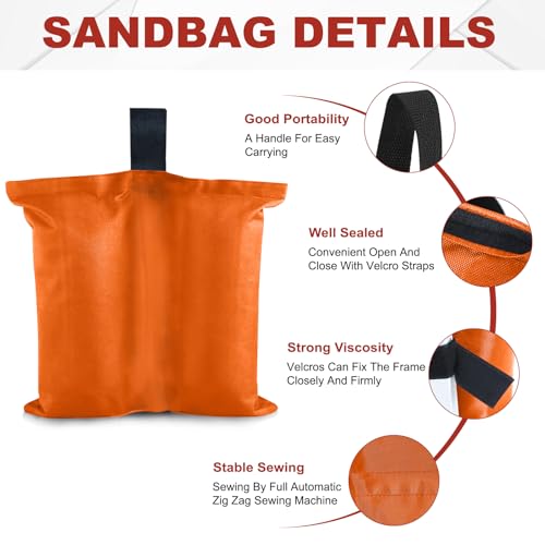 ABCCANOPY Canopy Weights 120 LBS Tent Sand Bags,4-Pack Orange (Without Sand) - color: Orange, size: 120 LBS