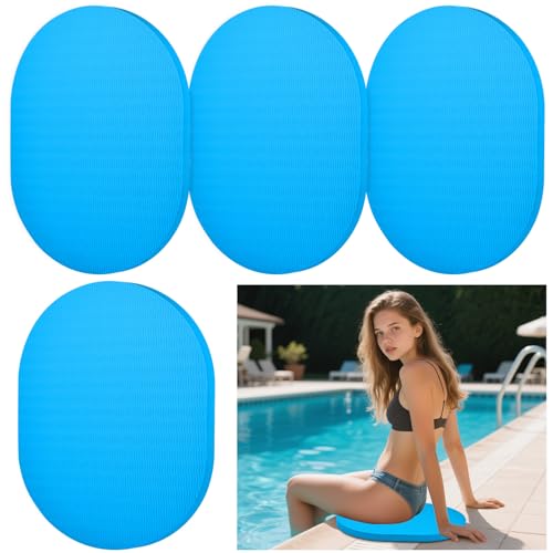 4 Pcs Poolside Seating Mat - 17.7 x 13.4 Soft Oval Foam Poolside Seat Cushion for Edge of Pool, Portable Seat Mat for Side of Pool, Poolside Seat Pad for Above Ground Pools Lounging