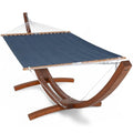 SUNCREAT Hammocks Standing Backyard Hammock with Stand, 2 Person Heavy Duty Hammock with 13.5 ft Wooden Stand, Navy - color: 08-navy