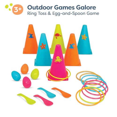 B. toys – Outdoor Games Galore Combo – Ring Toss & Egg-and-Spoon Game Set for Backyard Fun, Party Activities & Family Entertainment – Includes Easy-to-Grip Rings & Spoons – Kids Outdoor Toys 3+ Years - style: Ring Toss & Egg-Spoon Game