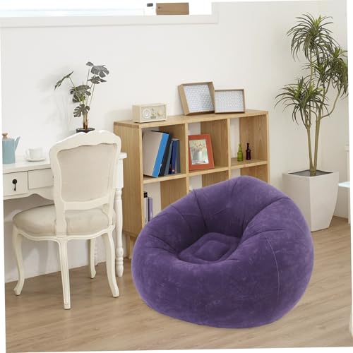 Healifty Folding Inflatable Air Sofa Chair with Soft Flocked Material Portable Single Bean Bag for Camping Travel Includes Air Pump