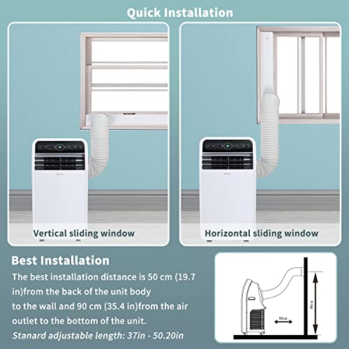 Shinco 10,000 BTU Portable Air Conditioner, Portable AC Unit with Built-in Cool, Dehumidifier & Fan Modes for Room up to 400 sq.ft, RC, 24 Hour Timer, Window Kit - color: SPF1-White-Standard, size: 10000 BTU