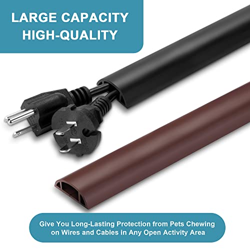Floor Cable Cover 3ft Brown, LZEOY Cord Covers for Wires on Floor, Low Profile Cord Hider Cable Management, Office/Carpet Compatible - color: Brown, size: Small-3ft