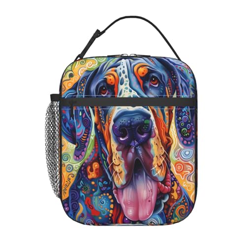 Reusable Dog Lunch Box for Kids Girls Boys Women Adult, Insulated Cool Great Dane Lunch Bag,Polyester Cooler Handbags Case for School Picnic Work Travel Outdoor Beach or Hiking - color: Great Dane 01