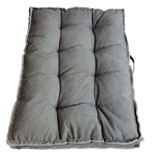 Large Floor Pillow Meditation Cushion,Tufted Seat Cushions Kids Reading Nook Cushion Floor Pillows Seating for Adults,Thick Floor Cushion Sitting Pillow for Living Room Balcony Outdoor（Gray）