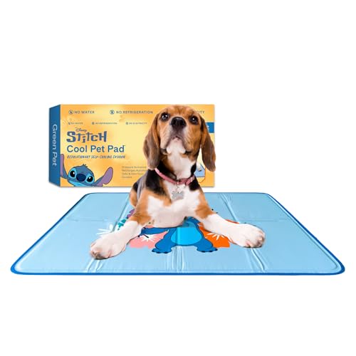 The Green Pet Shop Cool Pet Pad - Small, Disney’s Stitch - Self-Cooling, Pressure Activated Mat for Dogs & Cats from 9-20 lbs - Non-Toxic Gel, No Water Needed - color: Stitch, size: Small