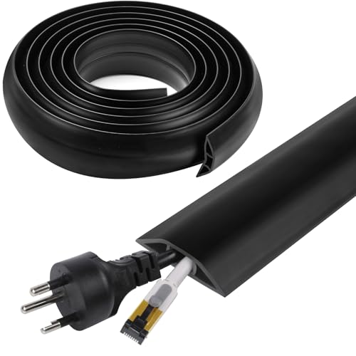 10 FT Floor Cord Cover, Cord Covers for Wires on Floor, Cord Protector, Floor Cable Cover, Hide Extension Cord Covers for Floor, Cable Cavity: 0.47" (W) x 0.29" (H), Black - size: Black-10ft