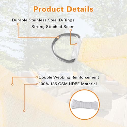 Artpuch Sun Shade Sail Cream 7'X11'Customized Curved Edges Rectangle Canopy 95% UV Block Sun Shade for Outdoor Patio Garden Backyard (We Make Custom Size) - color: Cream, size: 7'X11'Customized