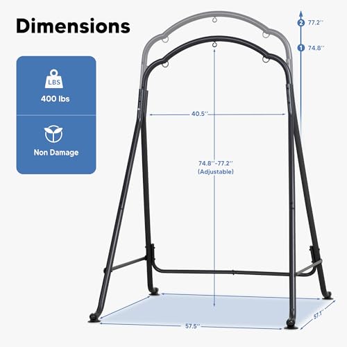 SUNCREAT Hammock Chair Stand, Heavy-Duty Steel Swing Stand, 400lbs Capacity, Multi-Use Hanging Chair Stand for Outdoor Indoor, Hammock Chair not Include, Black - color: Black-Artistic