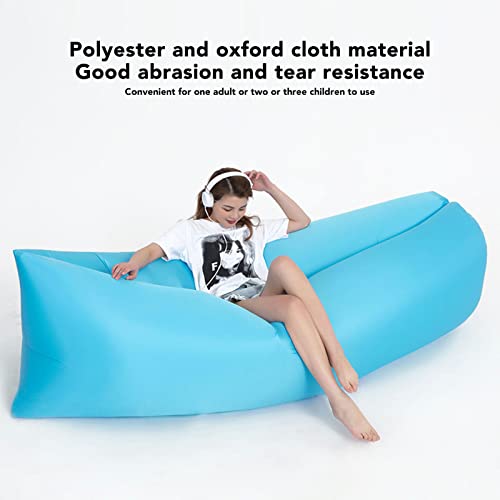 HEITIGN Portable Inflatable Couch Inflatable Lounger Air Sofa Portable Foldable Comfortable Inflatable Couch with Storage Bag for Outdoor Camping Black (Sky Blue)