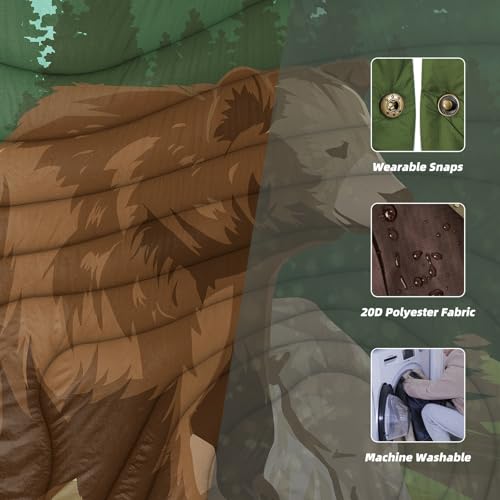 Outdoor Camping Blanket with Sherpa Lining, Extra Warm Thick Camp Blankets and Puffy Ultralight Soft Poncho DWR Camping Quilt for Cold Weather, Adventure, Sleeping, Backpacking 78"x 56" - color: Wheat Green, size: 78 x 56 inches