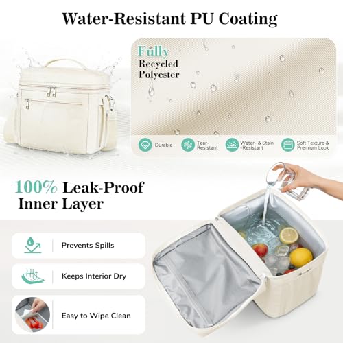 DALINDA Insulated Lunch Bag Lunch Box for Women Men,Leak-Proof Cooler Bag Lunchbox Lightweight for Work Picnic,Study,Beach,Camping,Travel - color: Beige, size: 7L Medium · Compact Size