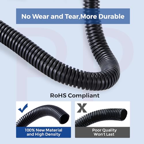 Cable Management, 33ft 1/4” Wire Loom Tubing Cord Protector, White Cable Sleeve Wire Wrap, Cord Wrap for Computer Cord Organizer, Office, Home, ect - color: White, size: 1/4"-33ft