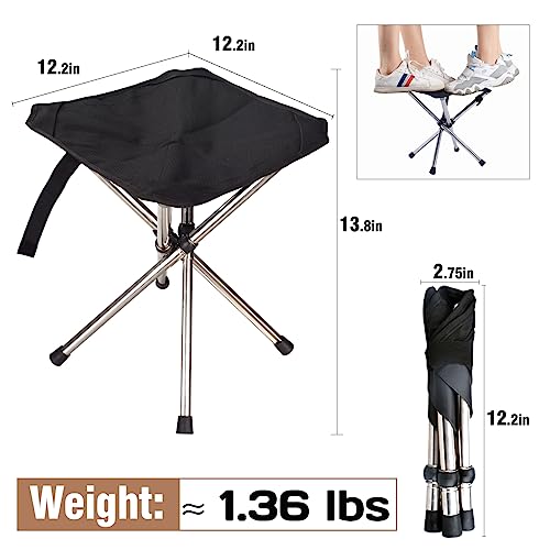 JVZI® Ultra-Light Camping Stool - 1-Second Quick Setup, Adjustable Height & Foldable Design, 275lbs Capacity for Camping, Fishing, Hiking & Outdoor Activities (1)