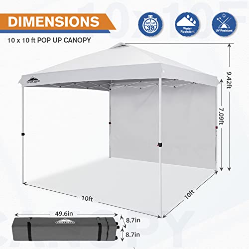 EAGLE PEAK Commercial Canopy 10x10 Pop Up Canopy Tent with 1 Sidewall, Easy Setup Heavy Duty Instant Event Shelter for Vendors & Markets, Outdoor Sun Shade, White - color: White, size: 10x10