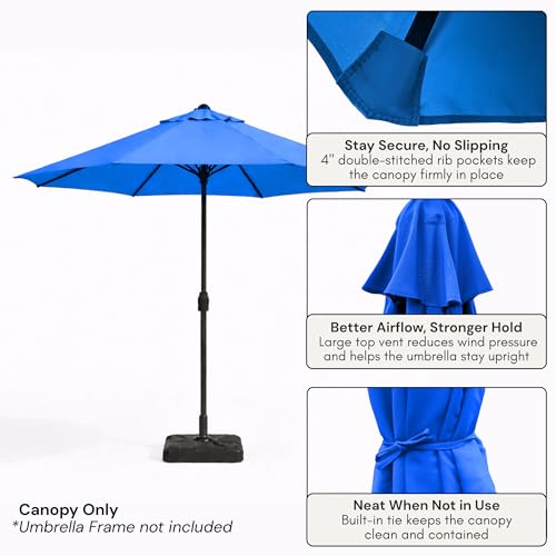 Formosa Covers - 9ft Market Patio Umbrella Replacement Canopy - 8 Ribs Top Canvas - 600D UV Protective and Water Resistant Umbrella Fabric - Premium Quality Replacement Canopy Cover ONLY (Royal Blue) - color: Royal Blue