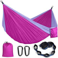 MOSFiATA Camping Hammock, Heavy Duty up to 700lbs with 2 Tree Straps and Attached Carry Bag Portable Outdoor Hammock for Backpacking Hiking Travel,Beach (Pink Purple) - color: Pink Purple