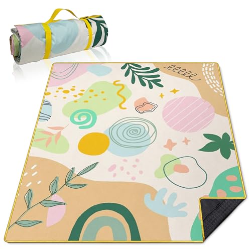 Supfitness Extra Large Picnic Blankets Waterproof Foldable (60 "x 80") Beach Blanket Waterproof Sandproof,3-Layer Thicking Mat Outdoor Packable Camping Blanket - color: Orangeyellow, size: 5' x 6'8" (Rectangular)
