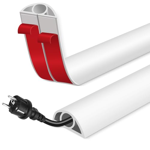 Floor Cord Cover for Wires on Floor Self Adhesive Cord Hider Floor Cable Management Wire Covers for Cords Protector Prevent Cable Trips Cord Cavity W 0.32" x H 0.32", White, 10Ft - color: White, size: 0.78 In x 10 Ft