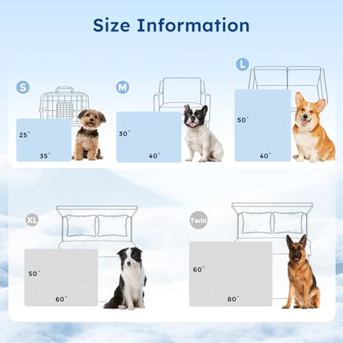ZOMISIA Premium Cooling Blanket for Medium Dogs - Q-MAX>0.5 Cold Breathable Washable Pet Mat, Travel Soft Dog Summer Essentials, Blue, 30"x40" - color: Blue, size: M(30x40")