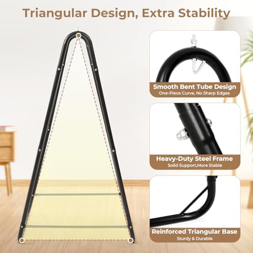 Hammock Stand for Multiple Hammock, Heavy-Duty Steel Hanging Chair Stand for Indoor & Outdoor, Solid Support & Stable Base, 220 lbs Capacity, Easy Assembly, U-Shaped Stand Only - Black - color: Black, size: Stand Only